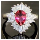 Brilliant Elegant Ruby & White Topaz Ring Brilliant Elegant Ruby & White Topaz Ring