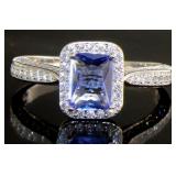 Brilliant Radiant Cut Tanzanite & White Topaz Ring Brilliant Radiant Cut Tanzanite & White Topaz Ring
