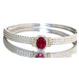Yurman Style Oval Ruby Bangle Bracelet Yurman Style Oval Ruby Bangle Bracelet