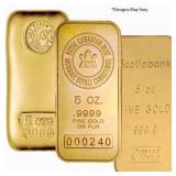 5oz - .999 Fine Gold Bullion Bar 5oz - .999 Fine Gold Bullion Bar