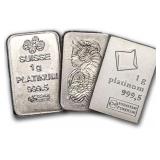 1 Gram - .999 Platinum Bullion Bar (Our Choice) 1 Gram - .999 Platinum Bullion Bar (Our Choice)