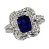 14k Gold 2.80 ct Cushion Sapphire & Diamond Ring 14k Gold 2.80 ct Cushion Sapphire & Diamond Ring