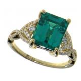 14kt Gold 5.88 ct Emerald & Diamond Ring 14kt Gold 5.88 ct Emerald & Diamond Ring