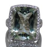 Natural 23.68 ct Green Amethyst & White Topaz Ring Natural 23.68 ct Green Amethyst & White Topaz Ring