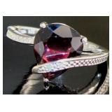 Pear Cut 4.77 ct Natural Garnet & Diamond Ring Pear Cut 4.77 ct Natural Garnet & Diamond Ring
