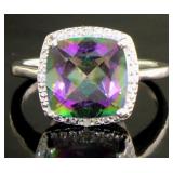 Cushion Cut 3.43 ct Mystic Topaz & Diamond Ring Cushion Cut 3.43 ct Mystic Topaz & Diamond Ring