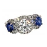 14k Gold 2.92 ct VS Lab Diamond & Sapphire Ring 14k Gold 2.92 ct VS Lab Diamond & Sapphire Ring