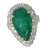 14k Gold 12.14 ct Natural Emerald & Diamond Ring 14k Gold 12.14 ct Natural Emerald & Diamond Ring