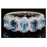 Natural Sky & London Blue Topaz Designer Ring Natural Sky & London Blue Topaz Designer Ring