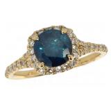 14k Gold 1.79 ct Round Blue Diamond Ring 14k Gold 1.79 ct Round Blue Diamond Ring