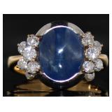 18kt Gold Natural Cabochon Sapphire & Diamond Ring 18kt Gold Natural Cabochon Sapphire & Diamond Ring