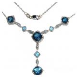 Quality 5.65 ct Swiss + London Blue Topaz Necklace Quality 5.65 ct Swiss + London Blue Topaz Necklace