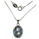 Oval 4.41 ct Natural Blue Topaz & Diamond Necklace Oval 4.41 ct Natural Blue Topaz & Diamond Necklace