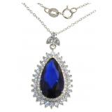 Pear Cut 10.70 ct Sapphire & White Topaz Necklace Pear Cut 10.70 ct Sapphire & White Topaz Necklace