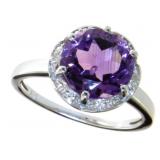 Round 3.51 ct Nautral Amethyst & Diamond Ring Round 3.51 ct Nautral Amethyst & Diamond Ring
