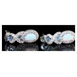 White Opal & Blue Topaz Infinity Earrings White Opal & Blue Topaz Infinity Earrings