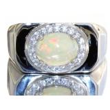 Men's Natural Ethiopian White Opal Ring Men's Natural Ethiopian White Opal Ring