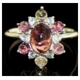 Natural Cabochon Tourmaline Cocktail Ring Natural Cabochon Tourmaline Cocktail Ring