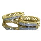 Elongated Two Tone Diamond Hoop Earrings Elongated Two Tone Diamond Hoop Earrings