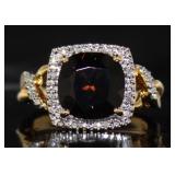 Cushion Cut 4.11 ct Smoky Topaz & Diamond Ring Cushion Cut 4.11 ct Smoky Topaz & Diamond Ring