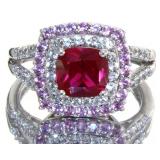 Cushion Cut Ruby & Pink Sapphire Designer Ring Cushion Cut Ruby & Pink Sapphire Designer Ring