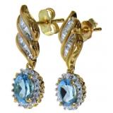 Natural 2.24 ct Blue Topaz & Diamond Earrings Natural 2.24 ct Blue Topaz & Diamond Earrings