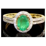 14kt Gold 1.37 ct Natural Emerald & Diamond RIng 14kt Gold 1.37 ct Natural Emerald & Diamond RIng