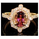 14kt Gold 2.77 ct Pink Tourmaline & Diamond Ring 14kt Gold 2.77 ct Pink Tourmaline & Diamond Ring