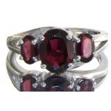 Natural 3.51 ct Garnet & Diamond Dinner Ring Natural 3.51 ct Garnet & Diamond Dinner Ring