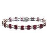 Oval 10.85 ct Natural Ruby & Zircon Bracelet Oval 10.85 ct Natural Ruby & Zircon Bracelet