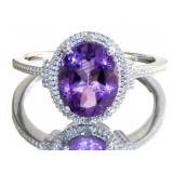 Oval 3.30 ct Natural Amethyst & Diamond Ring Oval 3.30 ct Natural Amethyst & Diamond Ring