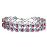 Round 14.50 ct Ruby Halo Designer Bracelet Round 14.50 ct Ruby Halo Designer Bracelet