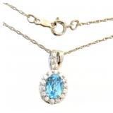 Oval 2.66 ct Blue Topaz Designer Necklace Oval 2.66 ct Blue Topaz Designer Necklace