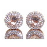 Round 4.60 ct Morganite Halo Designer Earrings Round 4.60 ct Morganite Halo Designer Earrings