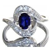 Oval Blue & White Sapphire Dinner Ring Oval Blue & White Sapphire Dinner Ring