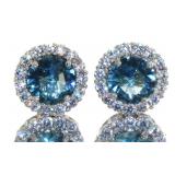 Round 5.50 ct Aquamarine & White Topaz Earrings Round 5.50 ct Aquamarine & White Topaz Earrings