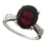 Oval 5.16 ct Natural Garnet & Diamond Ring Oval 5.16 ct Natural Garnet & Diamond Ring