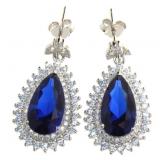 Pear Cut 8.40 ct Sapphire & White Topaz Earrings Pear Cut 8.40 ct Sapphire & White Topaz Earrings