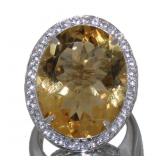 Oval 20.52 ct Natural Citrine & White Topaz Ring Oval 20.52 ct Natural Citrine & White Topaz Ring
