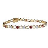 Natural 2.00 ct Garnet & Diamond Heart Bracelet Natural 2.00 ct Garnet & Diamond Heart Bracelet