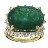 14kt Gold 14.27 ct Natural Emerald & Diamond Ring 14kt Gold 14.27 ct Natural Emerald & Diamond Ring