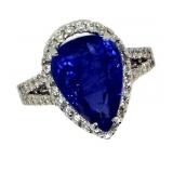 14k Gold 5.36 ct Pear Tanzanite & Diamond Ring 14k Gold 5.36 ct Pear Tanzanite & Diamond Ring