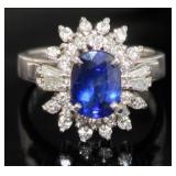 Platinum 2.41 ct Natural Sapphire & Diamond Ring Platinum 2.41 ct Natural Sapphire & Diamond Ring