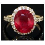 14kt Gold 8.87 ct Oval Ruby & Diamond Ring 14kt Gold 8.87 ct Oval Ruby & Diamond Ring