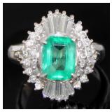 Platinum 2.19 ct Natural Emerald & Diamond Ring Platinum 2.19 ct Natural Emerald & Diamond Ring