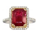 14kt Gold 4.68 ct Ruby & Diamond Ring 14kt Gold 4.68 ct Ruby & Diamond Ring
