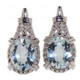 Oval 4.20 ct Natural Aquamarine Earrings Oval 4.20 ct Natural Aquamarine Earrings
