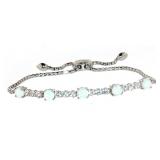 Elegant Opal & White Sapphire Bolo Bracelet Elegant Opal & White Sapphire Bolo Bracelet