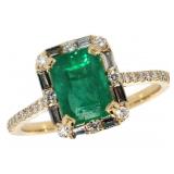 14k Gold 2.00 ct Natural Emerald & Diamond Ring 14k Gold 2.00 ct Natural Emerald & Diamond Ring