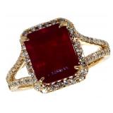 14k Gold 4.83 ct Oval Ruby & Diamond Ring 14k Gold 4.83 ct Oval Ruby & Diamond Ring